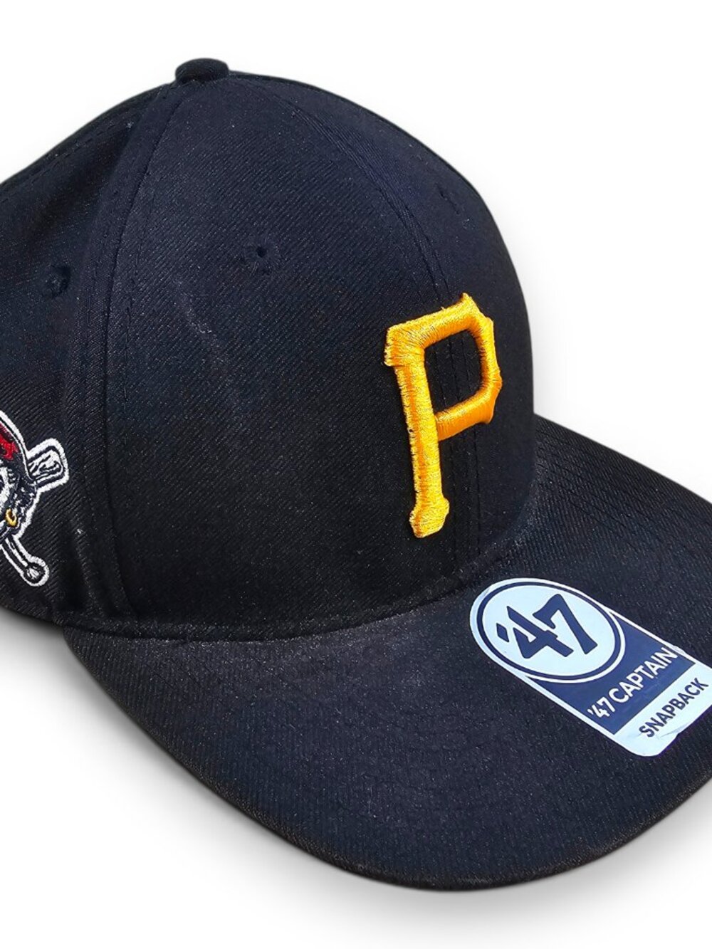 47 Captain Pittsburgh Pirates Snapback Hat Flat Bill Black Side Logo One Size